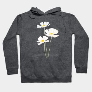 3 white cosmos flowers ink and watercolor Hoodie